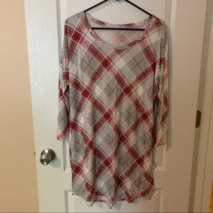 Cato plaid long sleeve tunic dress